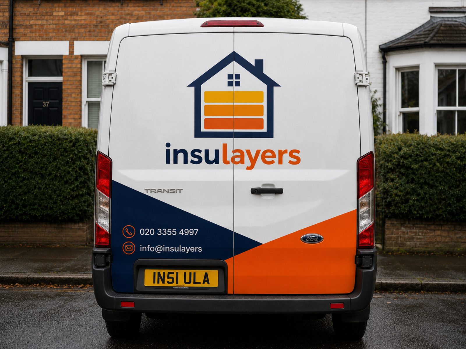 Insulayers liveried van outside a period terraced house